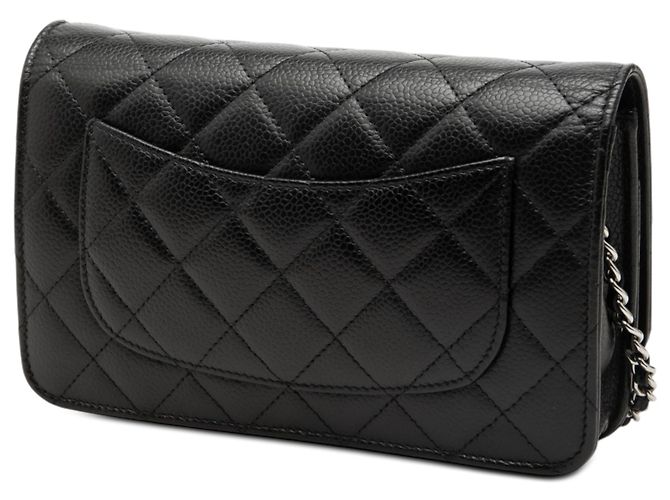 Chanel Black CC gestepptes Caviar Wallet on Chain Schwarz - Ansicht 2