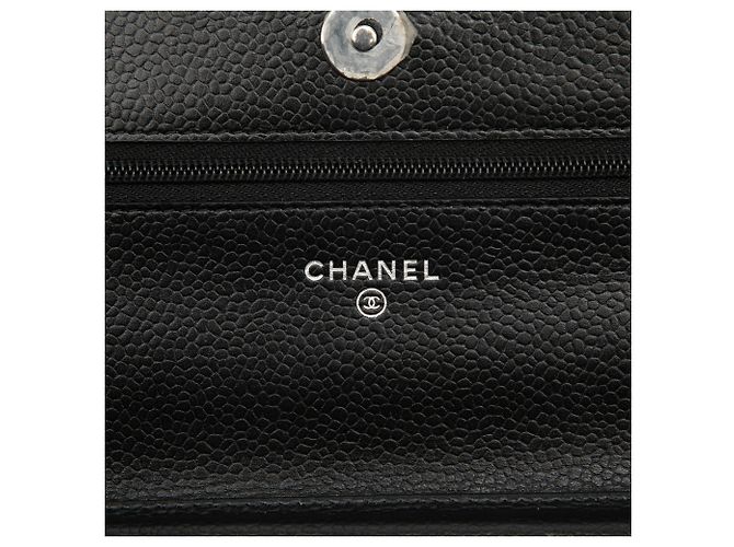 Chanel Black CC gestepptes Caviar Wallet on Chain Schwarz - Ansicht 5