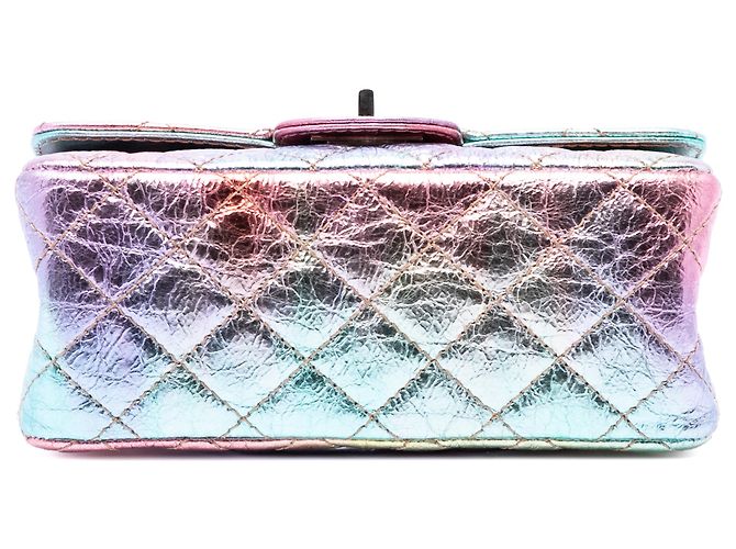 Chanel Rosa Mini Quilted Crinkled Goatskin Rainbow Reissue 2.55 Single Flap 224 - vista 3