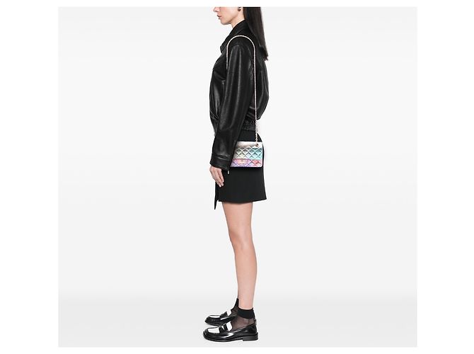 Chanel Rosa Mini Quilted Crinkled Goatskin Rainbow Reissue 2.55 Single Flap 224 - vista 6