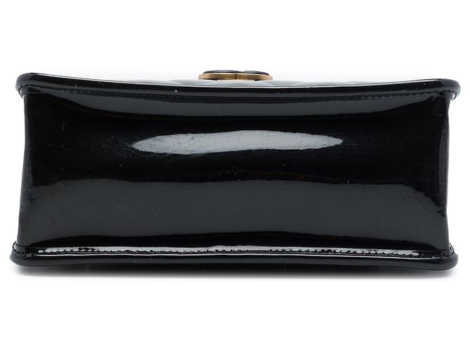 Chanel Black Mini Quilted Patent Graphic Catch Flap Nero - vista 3