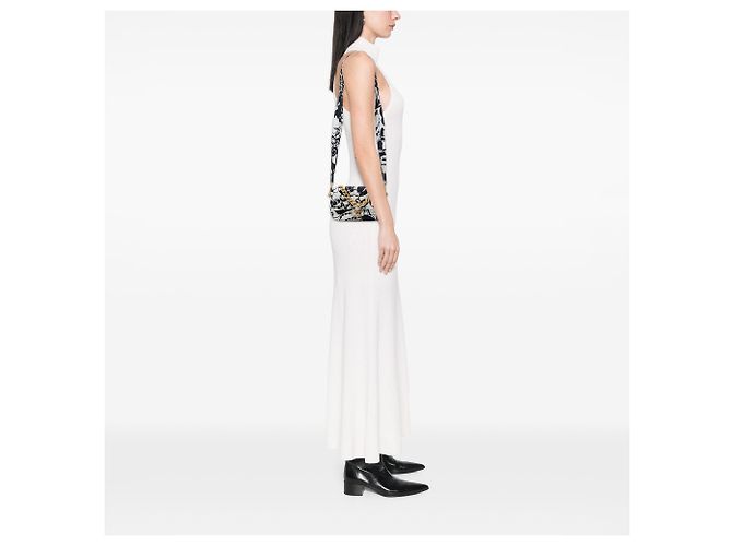 Chanel White Mini Printed Canvas Deer Coco Flap Bianco - vista 6
