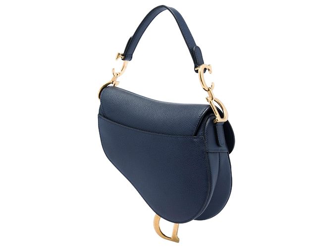 Borsa Saddle in pelle di vitello granulata blu Dior Blu navy - vista 2