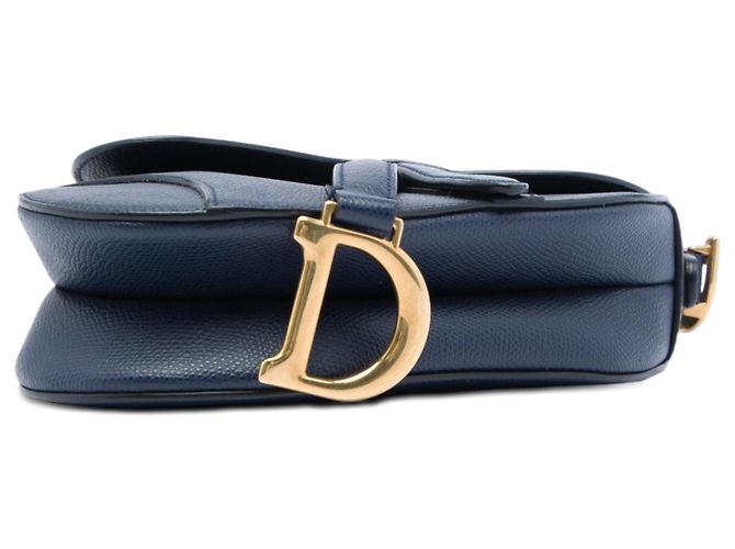 Borsa Saddle in pelle di vitello granulata blu Dior Blu navy - vista 3