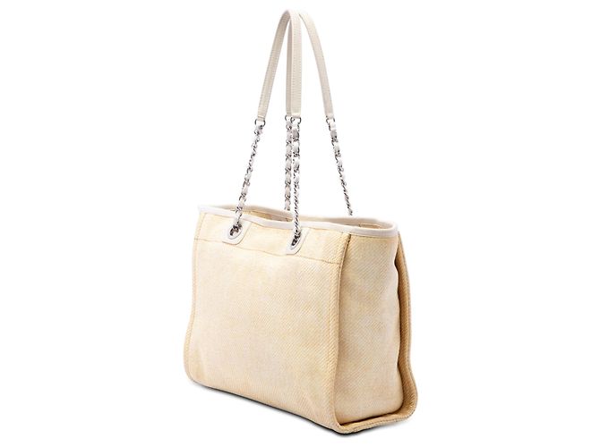 Tote Deauville en raphia jaune Chanel Small - vue 2