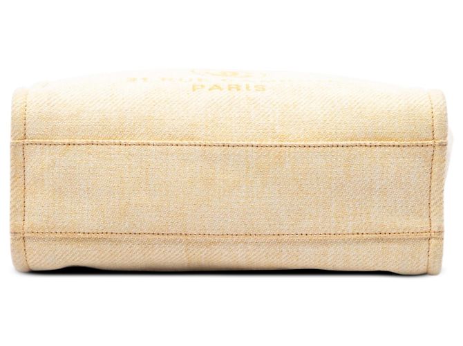 Tote Deauville en raphia jaune Chanel Small - vue 3