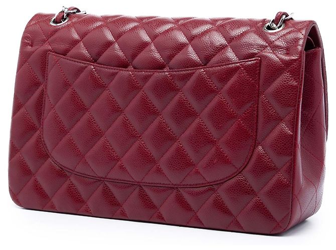Chanel Red Jumbo Classic Caviar Double Flap Rosso Bordò - vista 2