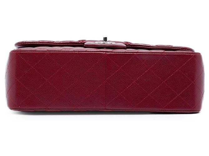 Chanel Red Jumbo Classic Caviar Double Flap Rosso Bordò - vista 3