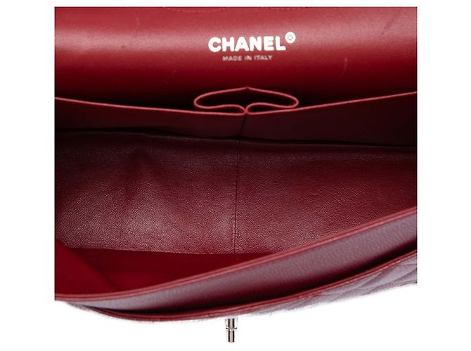 Chanel Red Jumbo Classic Caviar Double Flap Rosso Bordò - vista 4