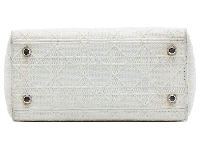 Dior Cannage Lady D Lite em lona bordada branco Medium Cru - vista 3