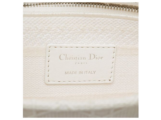 Dior Cannage Lady D Lite em lona bordada branco Medium Cru - vista 5