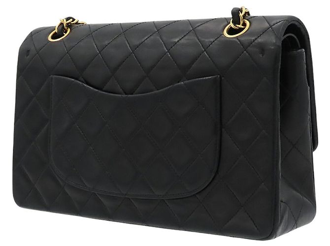Chanel Black Medium Classic Lambskin Double Flap Nero - vista 2