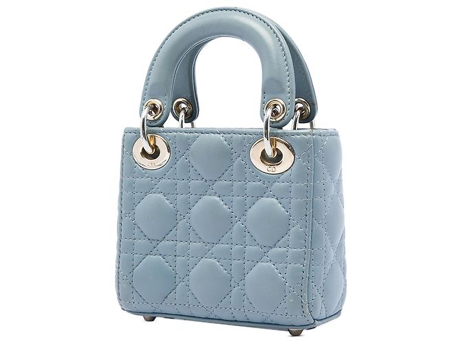 Lady Dior in micro pelle di agnello cannage blu di Dior Blu chiaro - vista 2
