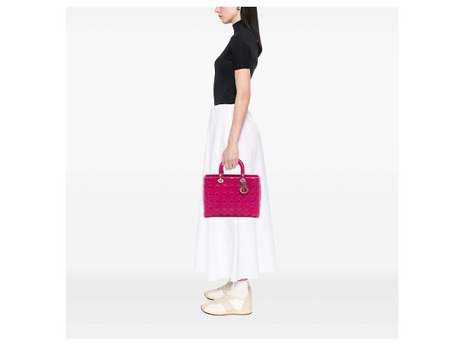 Lady Dior aus Lammleder Cannage in Rosa, Größe Large Pink - Ansicht 6