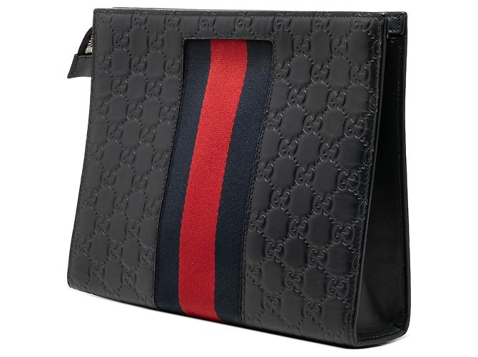 Gucci Blue Guccissima Web Clutch Blau Marineblau - Ansicht 2