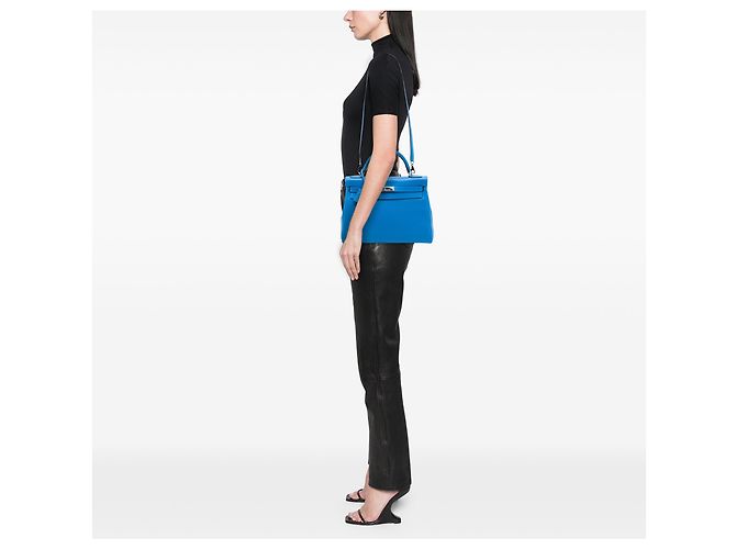 Hermès Blue Clemence Kelly II Retourne 32 - vista 6