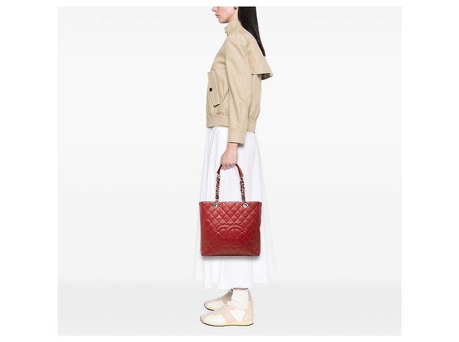 Tote Grand Shopping Verticale in Caviar Rosso Chanel - vista 6