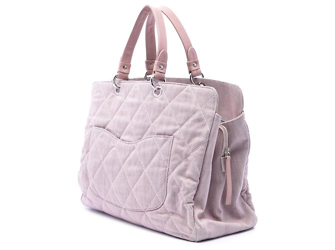Chanel Pink Large CC Quilted Denim Tote - view 2