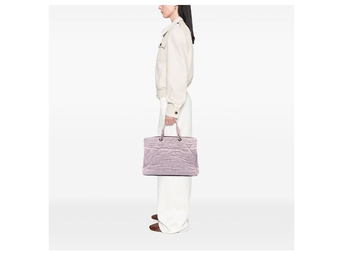 Chanel Pink Large CC Quilted Denim Tote - view 6