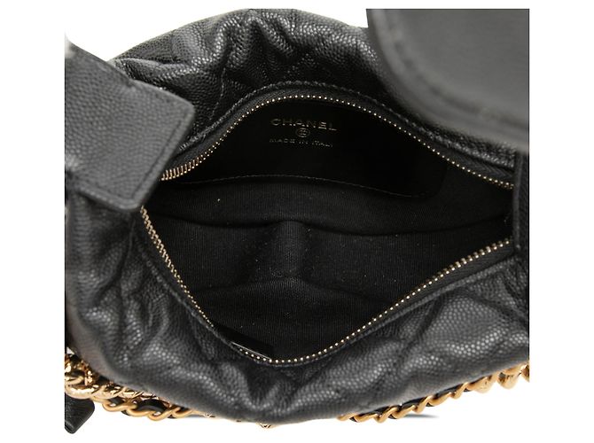 Pochette Hobo Chanel Black Mini Quilted Caviar Bow Nero - vista 4