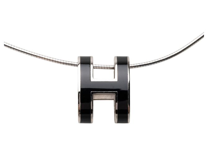 Collana con pendente Pop H in smalto nero Hermès - vista 2