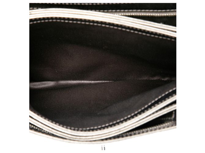 Chanel Gray Medium Metallic Crackled Calfskin Clams Pocket Flap Marrone Grigio antracite - vista 4