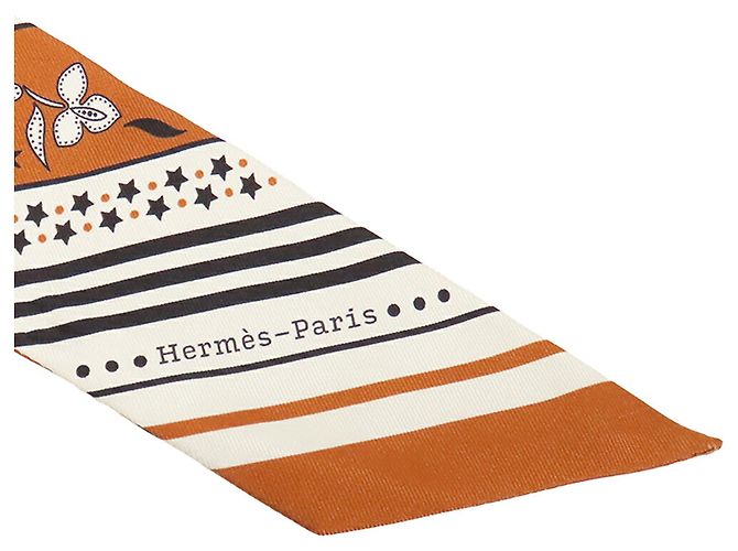 Sciarpa Twilly in seta Hermès Brown Festival des Amazones Bandana Marrone Caramello - vista 3