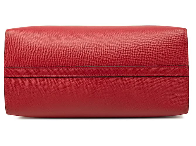Prada Red Medium Saffiano Cuir Monochrome Top Handle Tote Rosso - vista 3