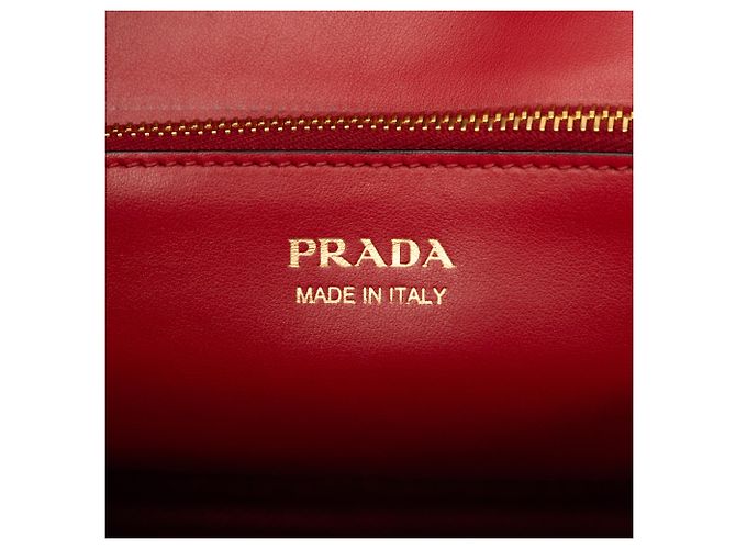 Prada Red Medium Saffiano Cuir Monochrome Top Handle Tote Rosso - vista 5