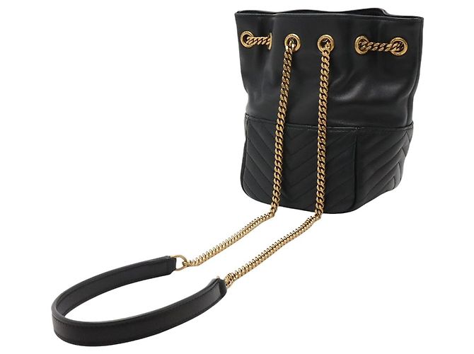 Borsa a secchiello Joe in agnello chevron mini nero Saint Laurent - vista 2