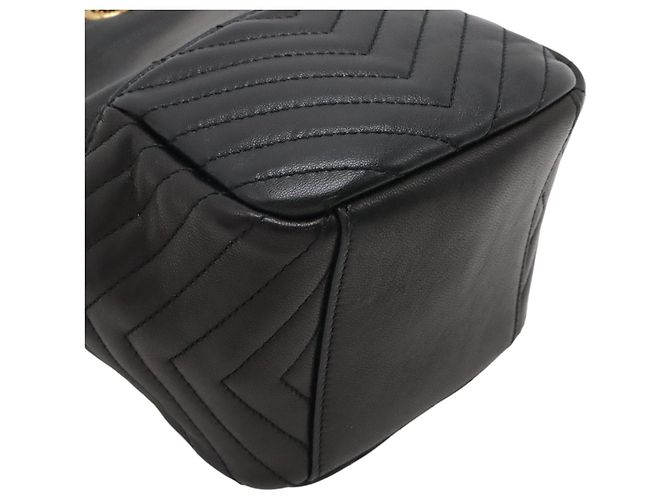 Borsa a secchiello Joe in agnello chevron mini nero Saint Laurent - vista 3