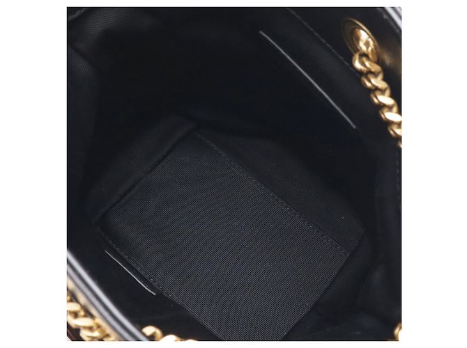 Borsa a secchiello Joe in agnello chevron mini nero Saint Laurent - vista 4