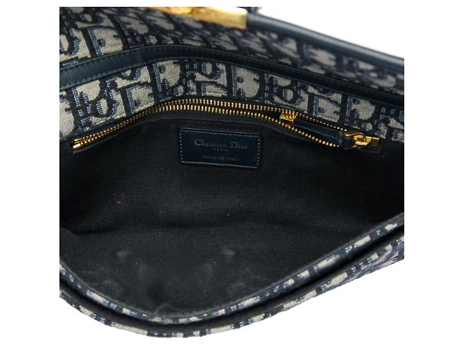 Dior Blue Oblique Canvas 30 Montaigne Clutch mit Kette Blau Marineblau - Ansicht 4