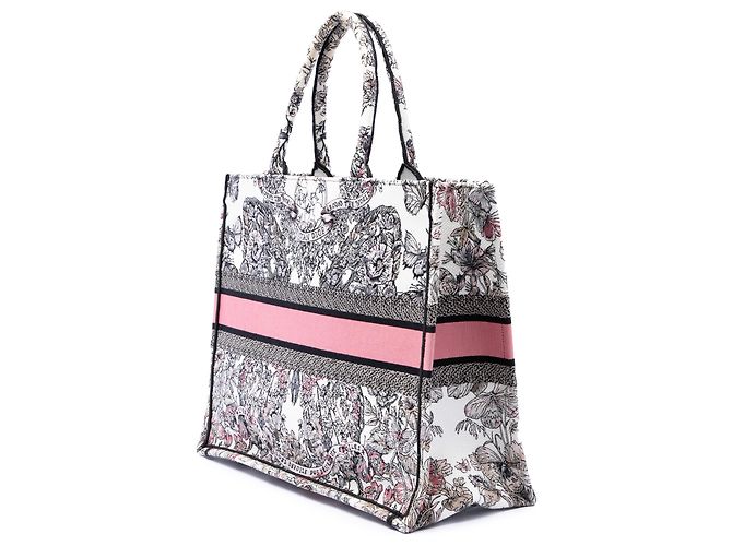 Dior Book Tote aus weißer bestickter Canvas Butterfly Around The World Large - Ansicht 2