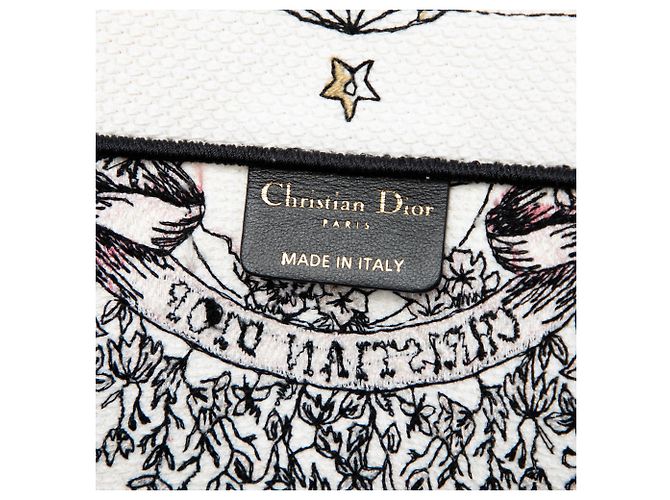 Dior Book Tote aus weißer bestickter Canvas Butterfly Around The World Large - Ansicht 5