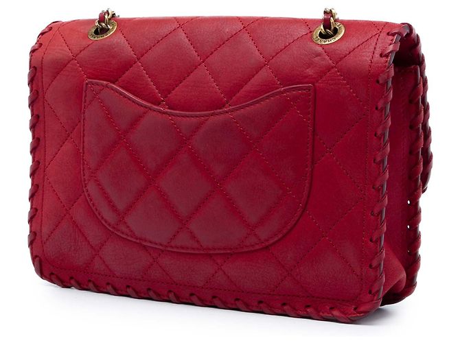 Chanel Red Small Quilted Iridescent Calfskin Happy Stitch Flap Rosso - vista 2