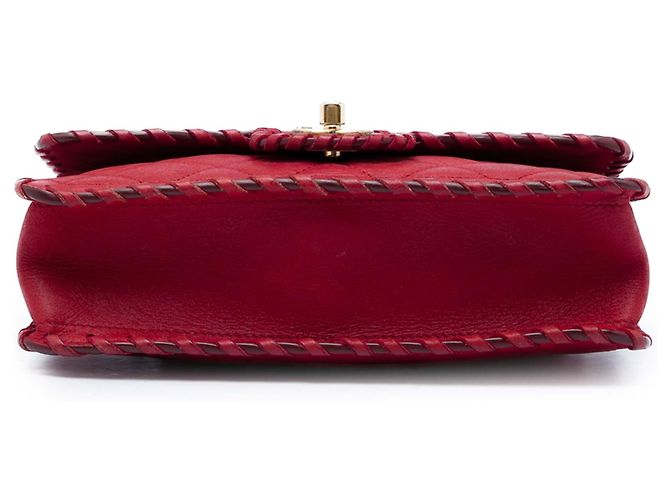 Chanel Red Small Quilted Iridescent Calfskin Happy Stitch Flap Rosso - vista 3