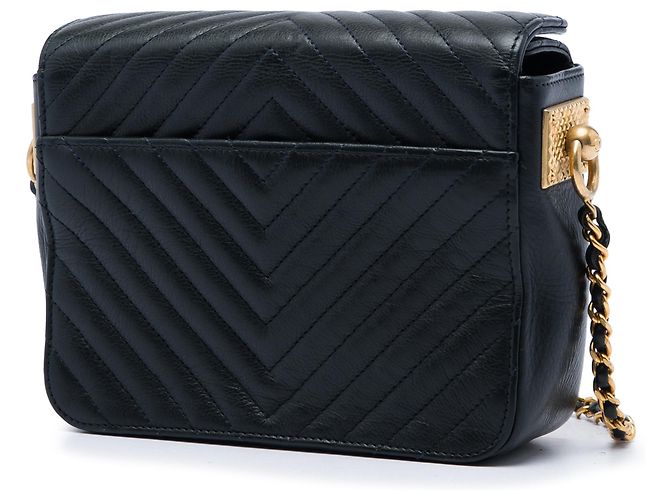 Borsa Minaudière Chanel Black CC Chevron Calfskin Rock The Corners Nero - vista 2