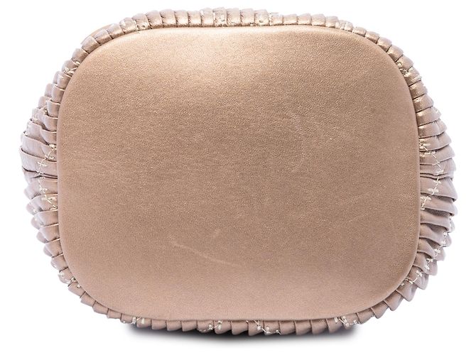 Borsa a secchiello Chanel Gold Small Metallic Lambskin Coco Pleats Drawstring D'oro - vista 3