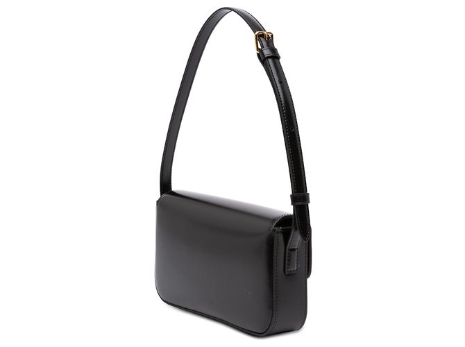 Céline Borsa a tracolla Celine Triomphe Claude in pelle di vitello lucida nera Nero - vista 2