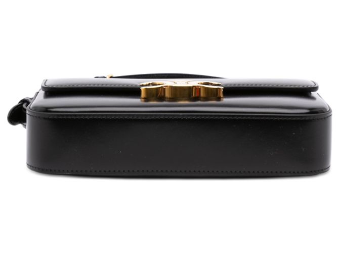 Céline Borsa a tracolla Celine Triomphe Claude in pelle di vitello lucida nera Nero - vista 3