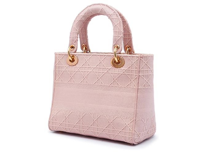 Dior Cannage Lady D Lite aus bestickter Canvas in Pink, Größe Medium - Ansicht 2