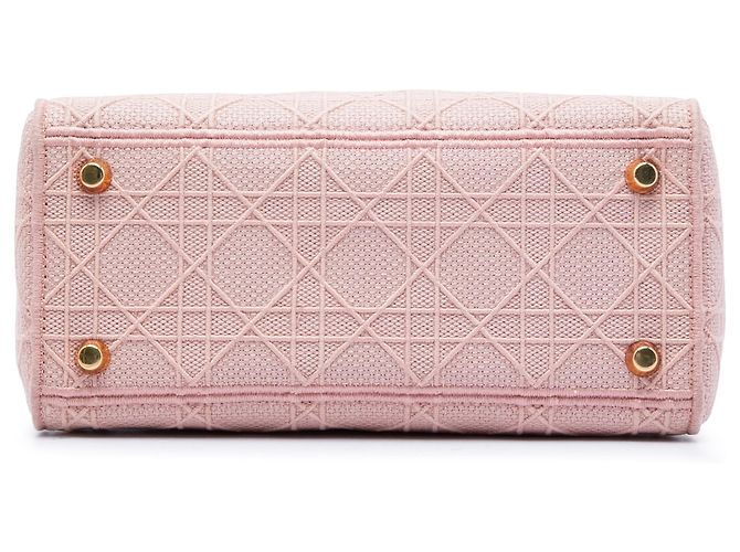 Dior Cannage Lady D Lite aus bestickter Canvas in Pink, Größe Medium - Ansicht 3