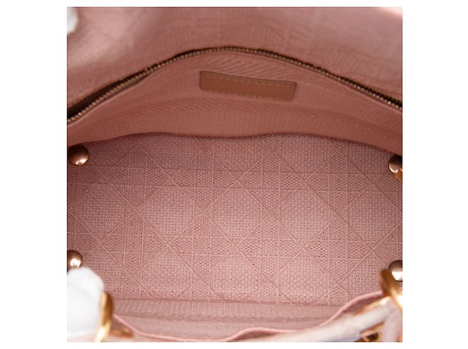 Dior Cannage Lady D Lite aus bestickter Canvas in Pink, Größe Medium - Ansicht 4