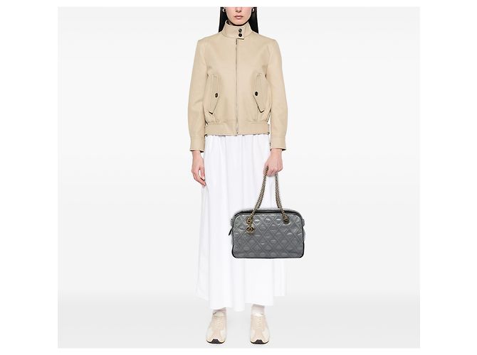 Tote Triptych in pelle di vitello trapuntata CC grigia Chanel Marrone - vista 6