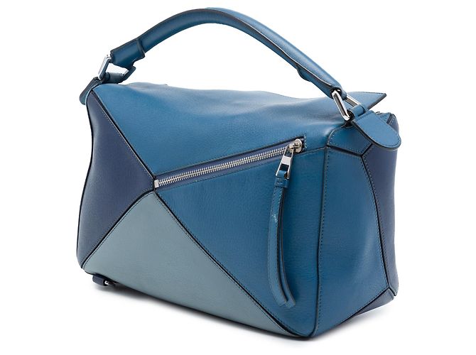 Borsa Satchel Puzzle in pelle di vitello tricolore blu Medium LOEWE - vista 2