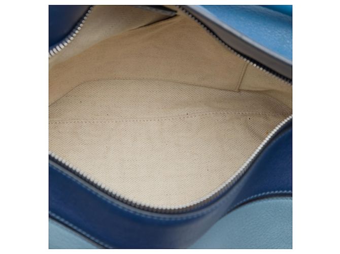 Borsa Satchel Puzzle in pelle di vitello tricolore blu Medium LOEWE - vista 4