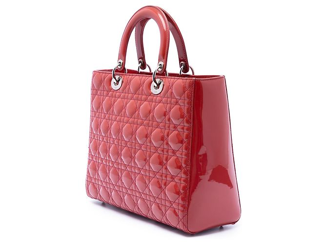Lady Dior Cannage in vernice rosa, Large - vista 2