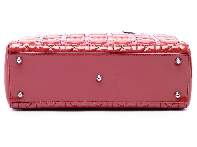 Lady Dior Cannage in vernice rosa, Large - vista 3