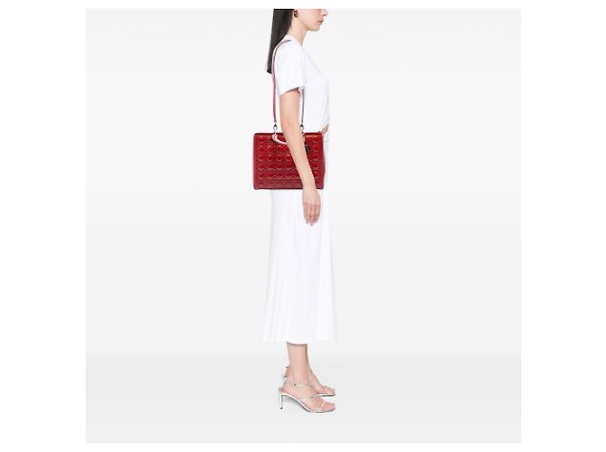 Lady Dior Cannage in vernice rosa, Large - vista 6